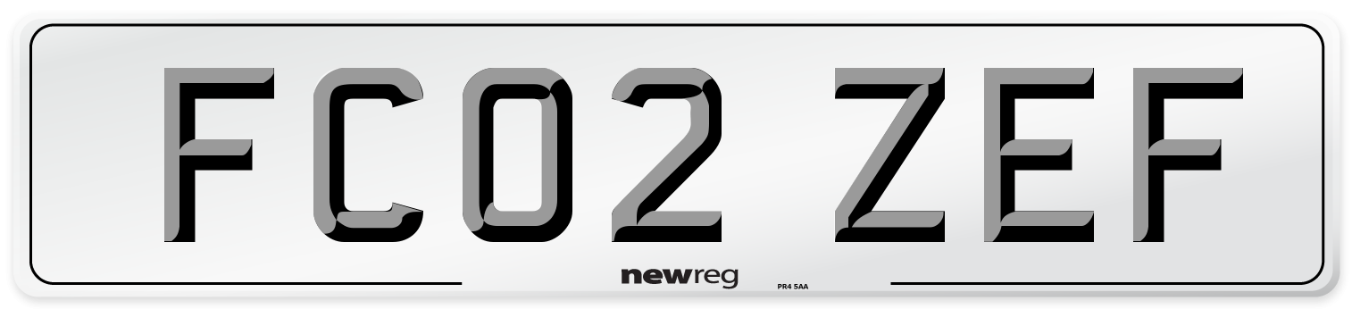 FC02 ZEF Number Plate from New Reg